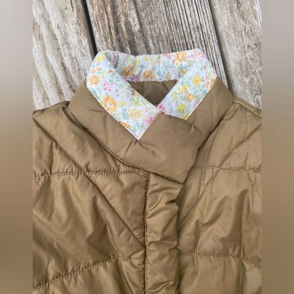 Y2K Wet Seal Brown/Olive Green Mixed Print Trim Puffer Sleeveless Vest XS - Picture 10 of 14